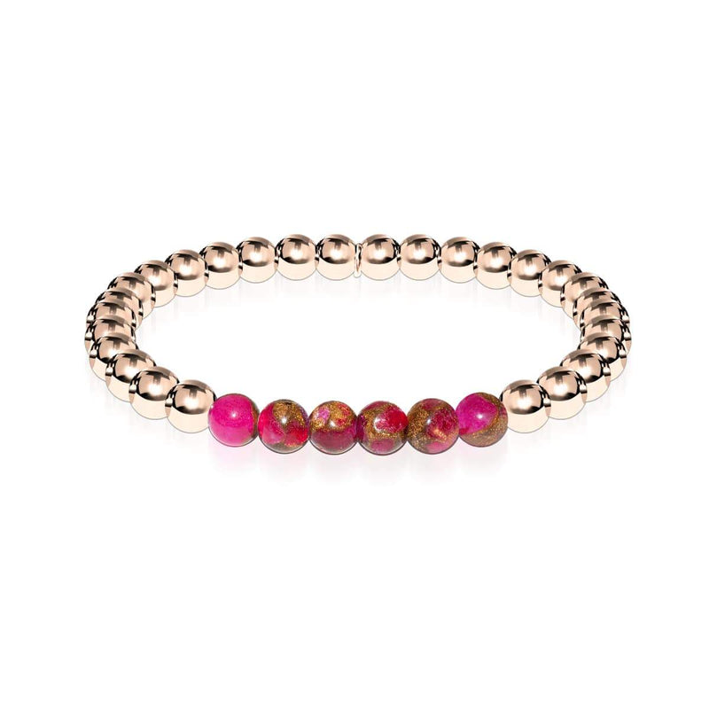 Inspiré | Or rose 18 carats | Nouvelle Agate Rouge | Bracelet d'expression de pierres précieuses