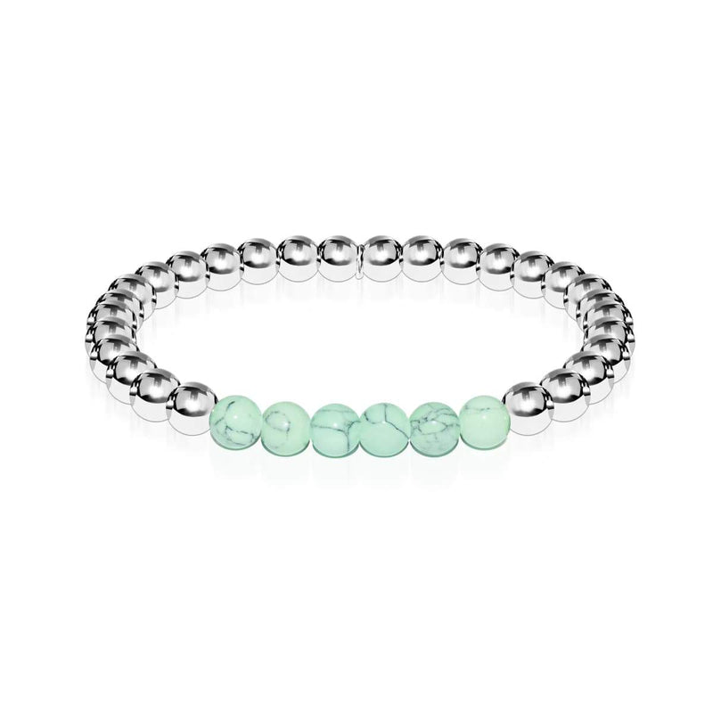 Fier | Argent | Vert Turquoise | Bracelet d'expression de pierres précieuses