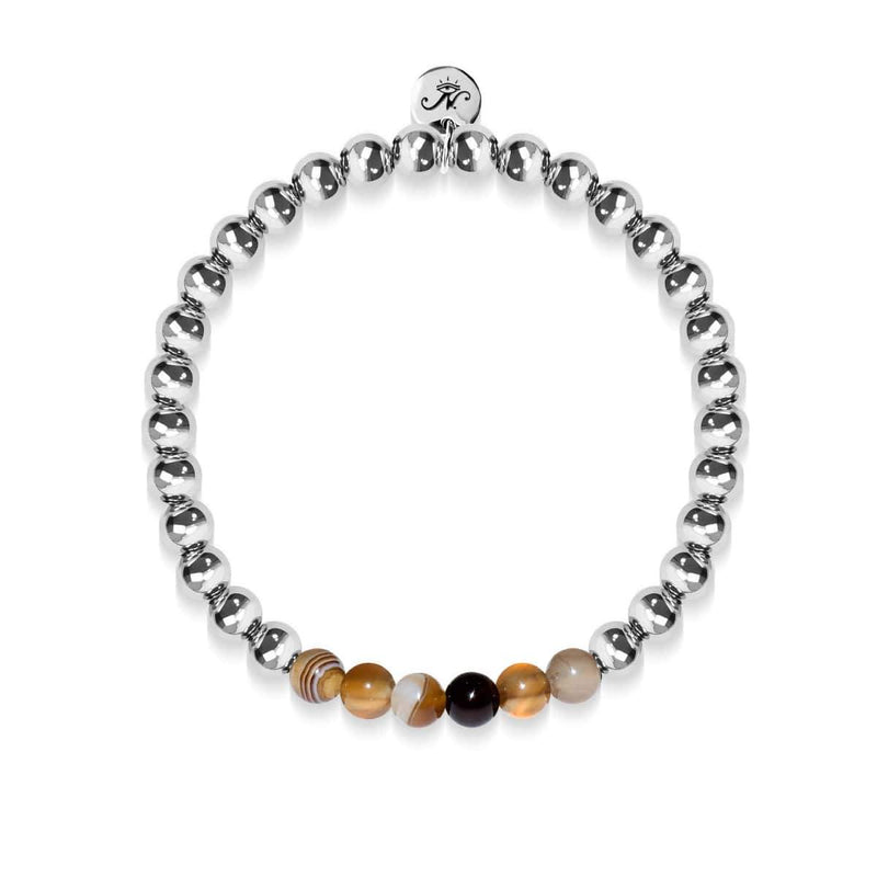 Satisfaction | Argent | Agate Ligne Grise | Bracelet d'expression de pierres précieuses