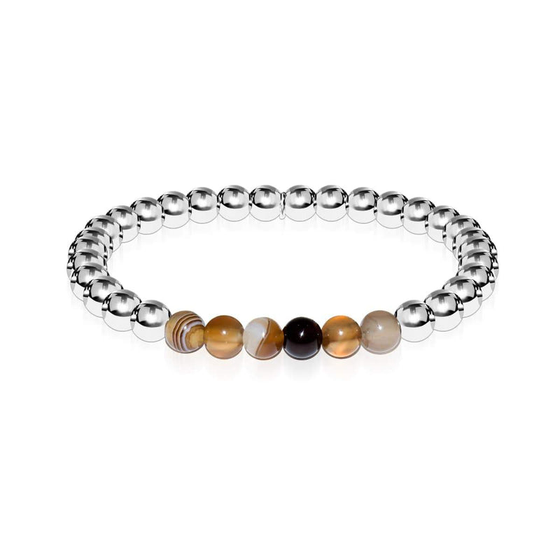 Satisfaction | Argent | Agate Ligne Grise | Bracelet d'expression de pierres précieuses