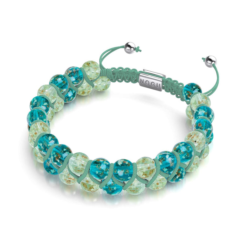 embruns océaniques | Sarcelle x Evergreen | Bracelet Verre Double Luciole