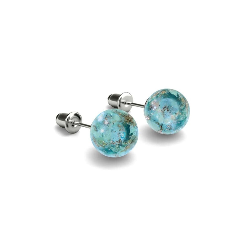 Bleu arctique | Argent sterling .925 | Boucles d'Oreilles Tiges Verre Luciole
