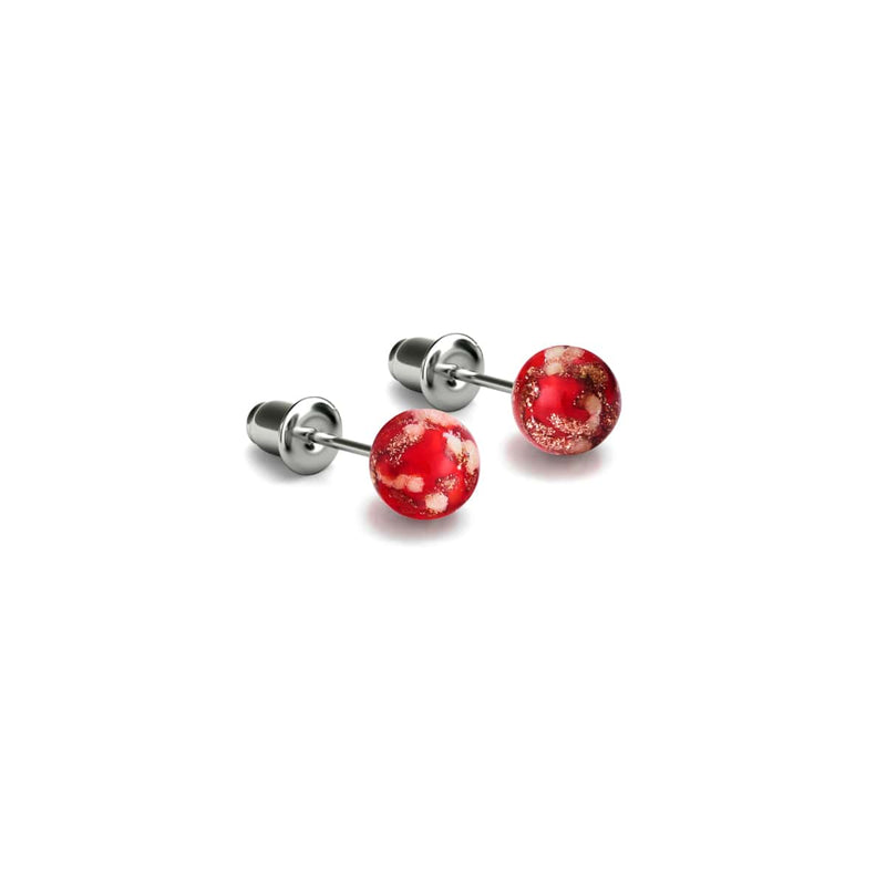 Pourpre | Argent sterling .925 | Mini Boucles D'oreilles Tiges En Verre Luciole