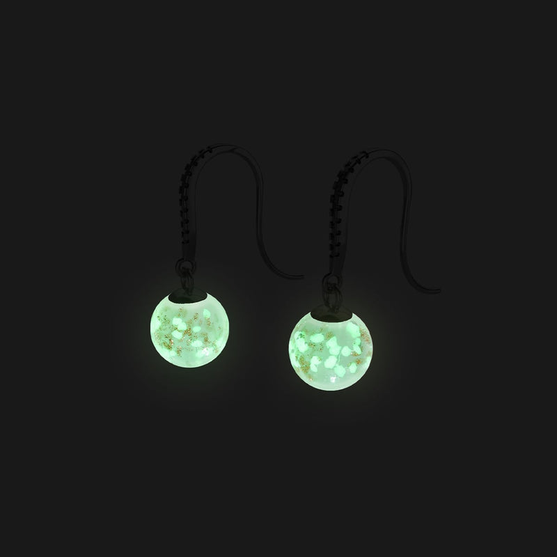 Goyave | Argent sterling .925 | Boucles d'Oreilles Huggie Verre Luciole