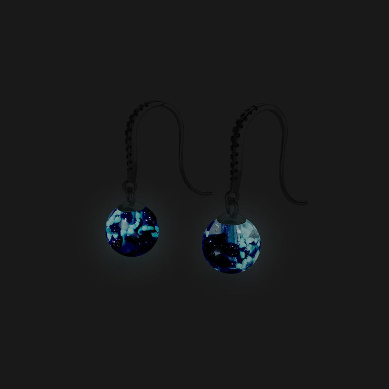 Lapis Flame | .925 Sterling Silver | Firefly Glass Huggie Earrings