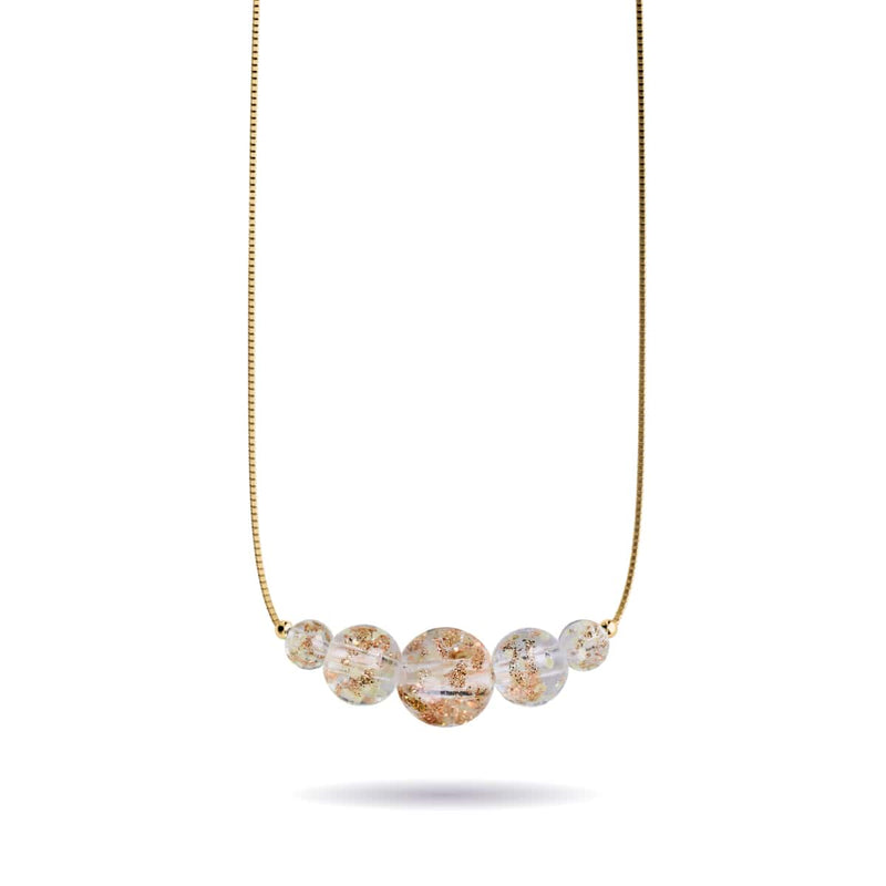 Alabaster | .925 Sterling Gold Vermeil | Firefly Glass Infinity Clasp Necklace