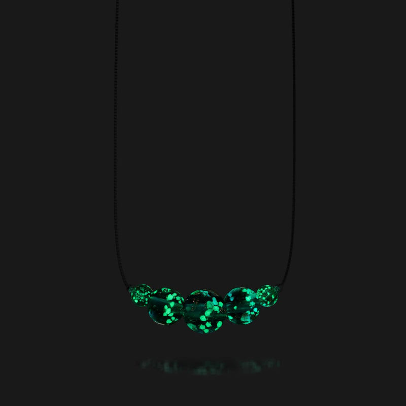 Albâtre | Argent sterling .925 | Collier fermoir infini en verre luciole