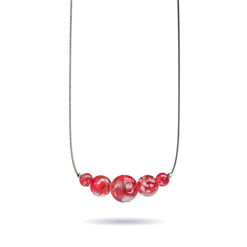 Crimson | .925 Sterling Silver | Firefly Glass Infinity Clasp Necklace