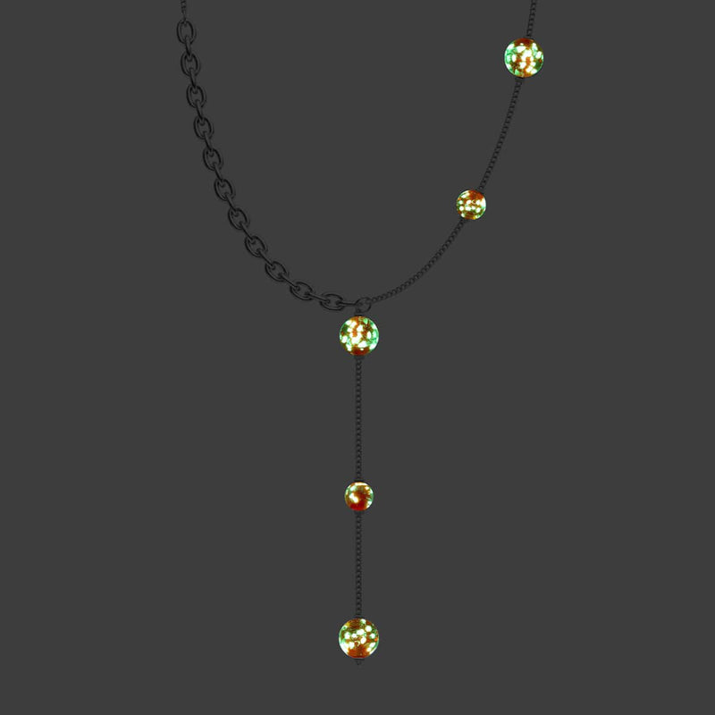 Pourpre | Argent | Suspension double cascade de verre Firefly