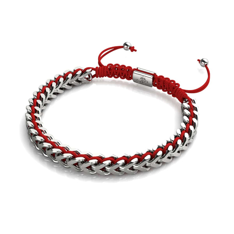 Rouge x Argent | Bracelet chaîne de blé Gaia