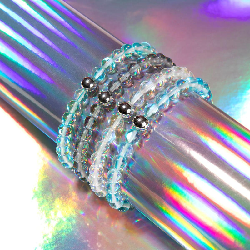 Nébuleuse bleue | Argent sterling .925 | Bracelet de perles de verre galaxie