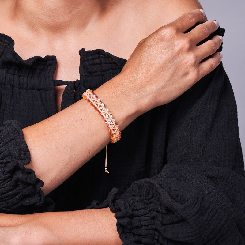 Champagne Supernova | Argent | Bracelet Verre Double Galaxie