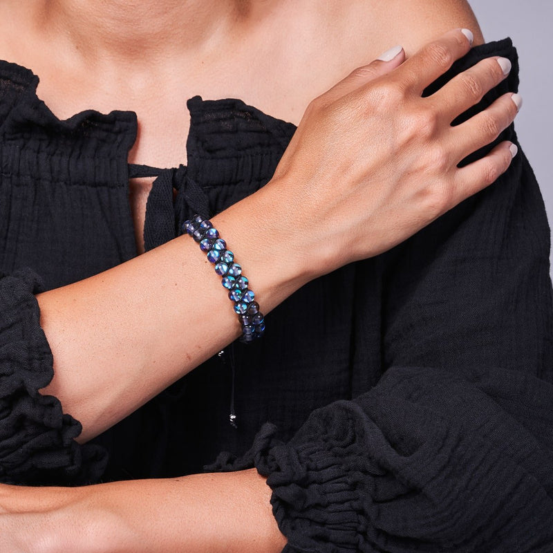 Voie Lactée | Argent | Bracelet Verre Double Galaxie