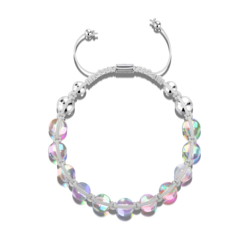 Blanc néon | Supernova arc-en-ciel | Argent | Bracelet Charmballa Verre Galaxy