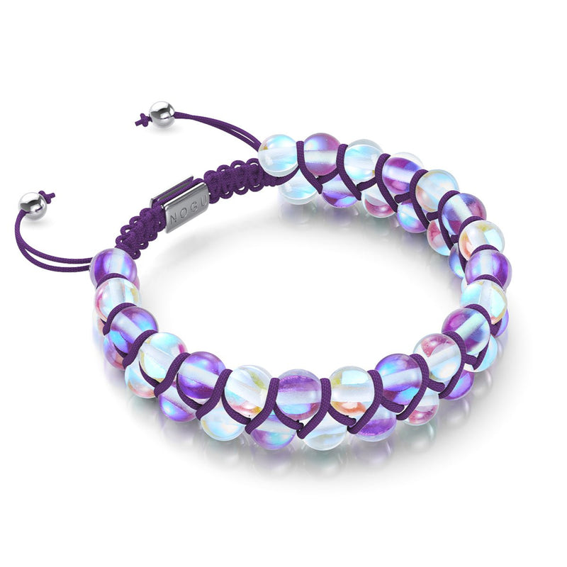 Arc-en-ciel violet | Argent | Bracelet Verre Double Galaxie