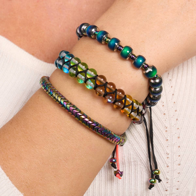 Chakra spectral | Licorne Argent | Bracelet Verre Double Galaxie