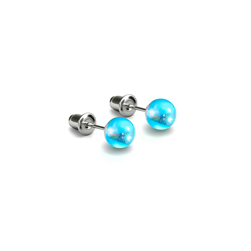 Nébuleuse bleue | Argent sterling .925 | Boucles d'oreilles mini clous Galaxy Glass 
