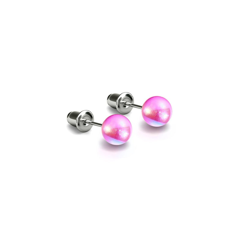 Nébuleuse Rose | Argent sterling .925 | Boucles d'oreilles mini clous Galaxy Glass