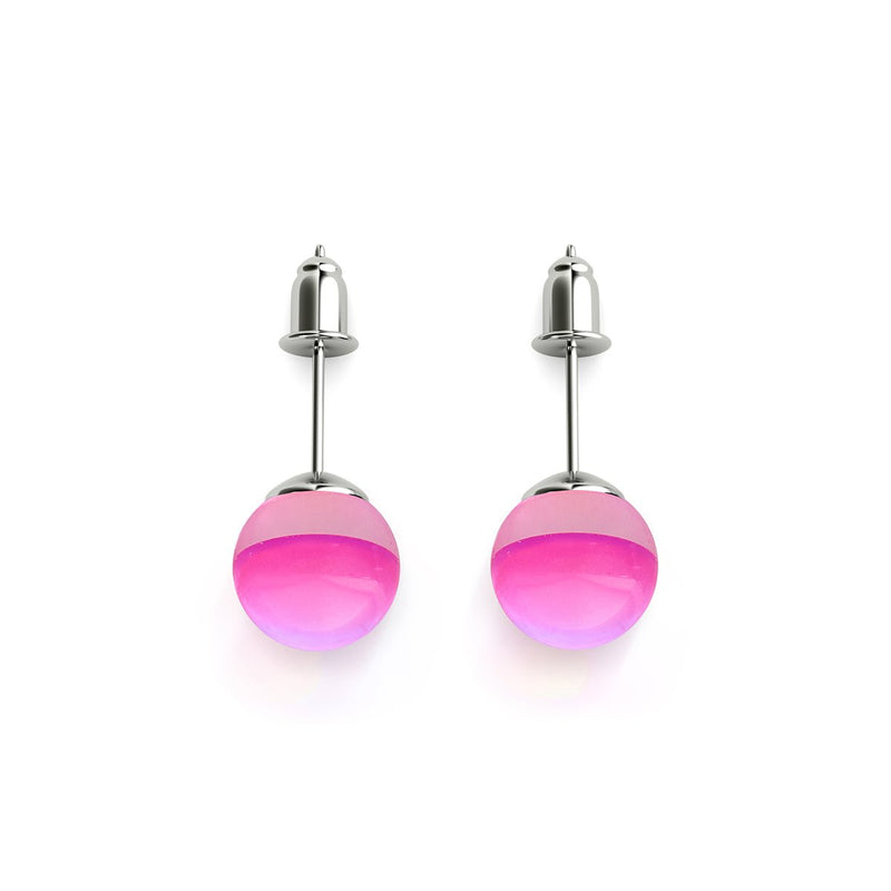 Pink Nebula | .925 Sterling Silver | Galaxy Glass Stud Earrings