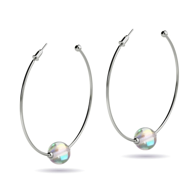 Rainbow Supernova | Silver | Galaxy Glass Hoop Earrings