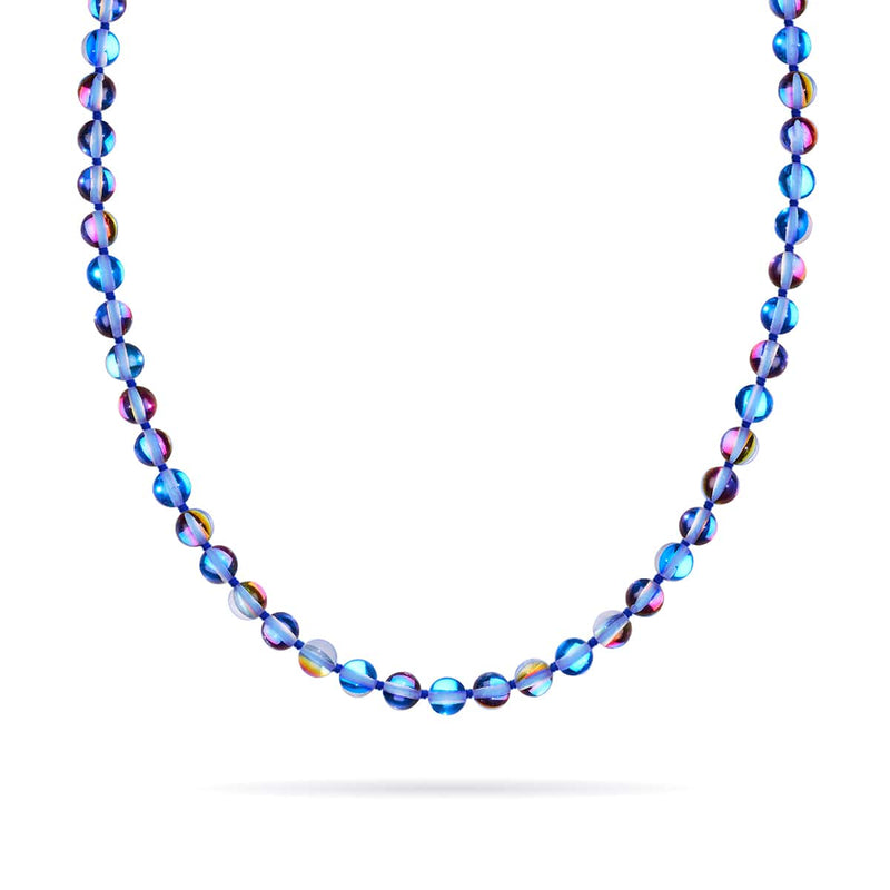 Indigo Borealis | Silver | Galaxy Glass Knotted Necklace