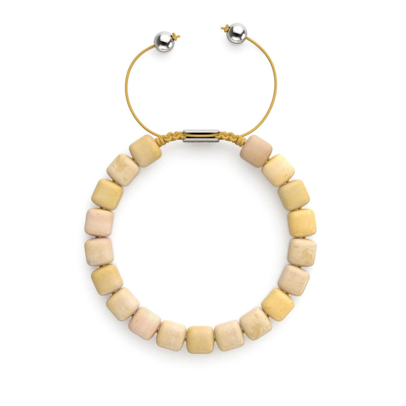 Quartz jaune | Argent | Bracelet macramé caillou pierre gemme