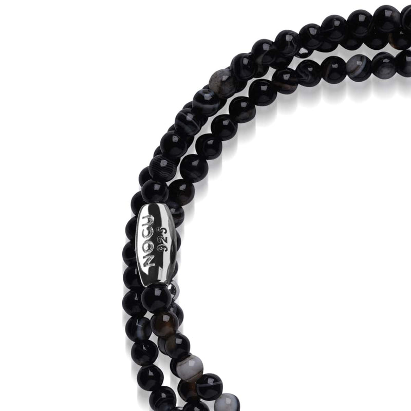 Agate ligne noire | .925 livres sterling | Enveloppement de pierres précieuses