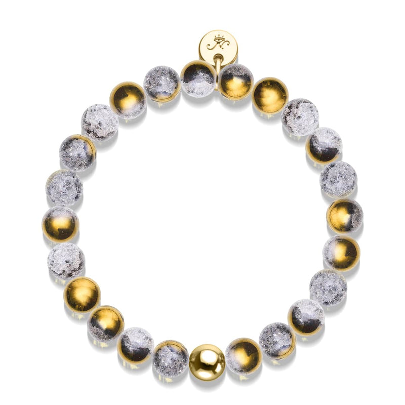 Bracelet Or Chrome x Verre Pailleté Blanc 