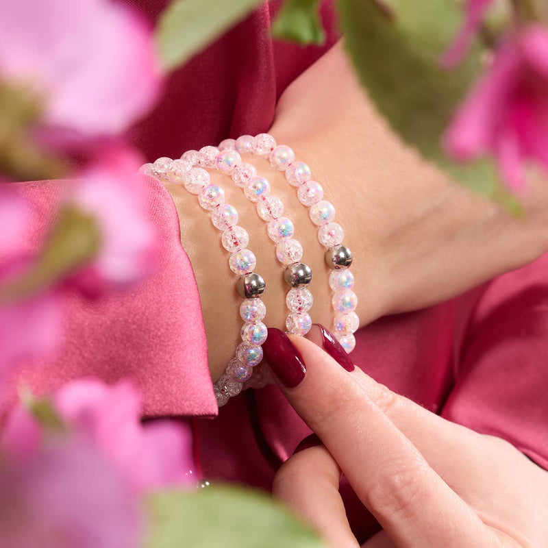 Marshmallow Chrome Glitter Glass x Bracelet Corde Rouge