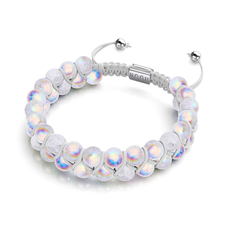 Guimauve Chrome x Blanc | Bracelet Double Verre Pailleté