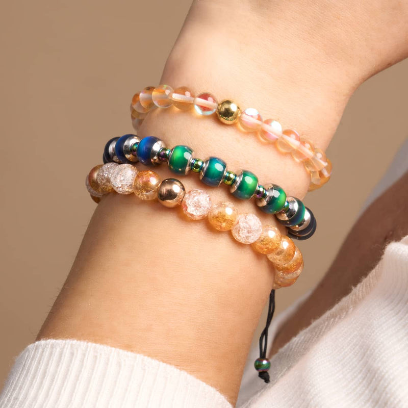 Bracelet Rose Chrome x Verre Pailleté Caramel