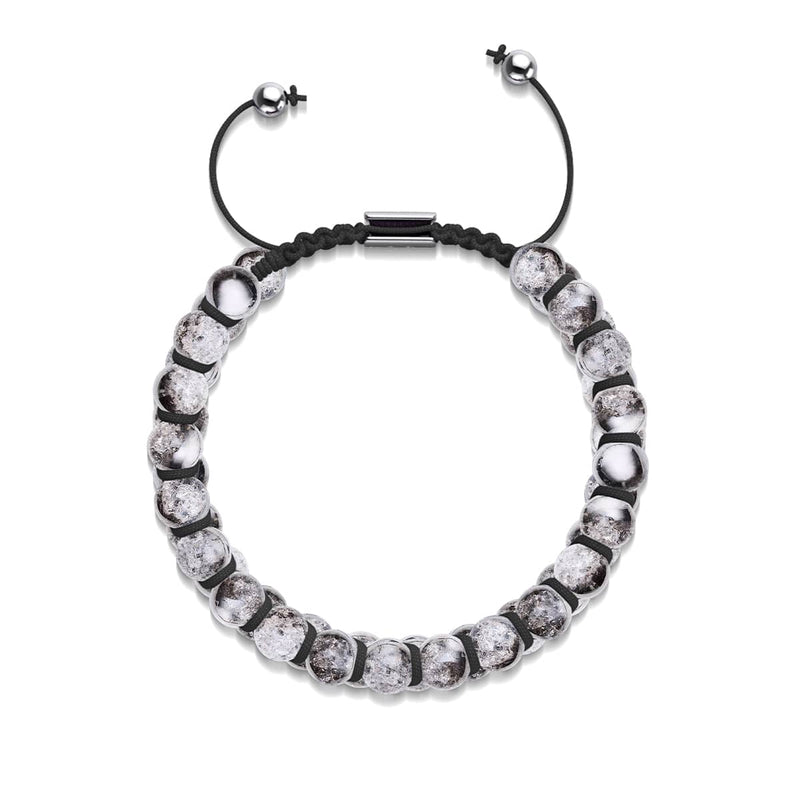 Silver Chrome x White | Glitter Glass Double Bracelet