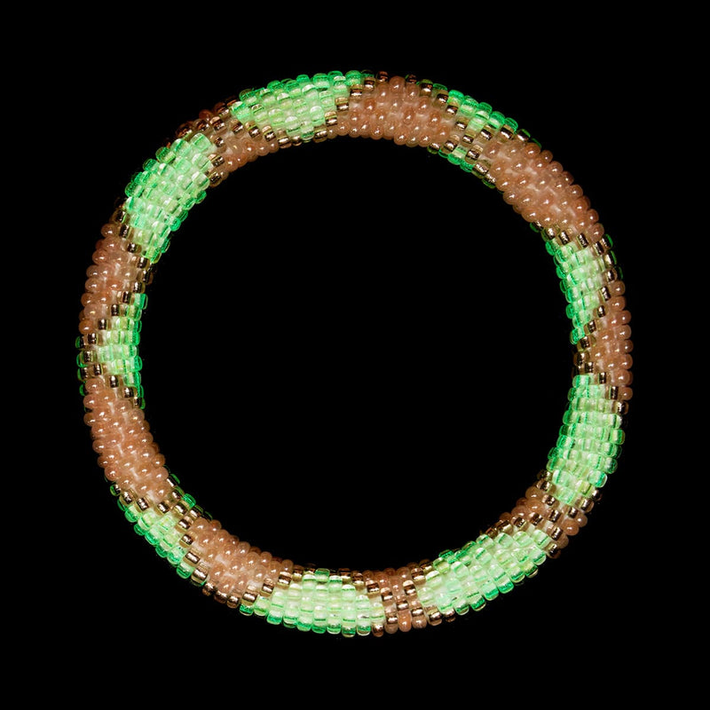 Citrouille au néon | Bracelet de perles de verre de l'Himalaya