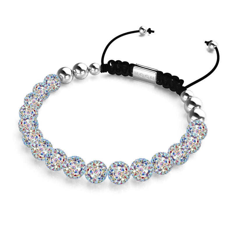 Confettis arc-en-ciel | Argent x Noir | Bracelet Kikiballa