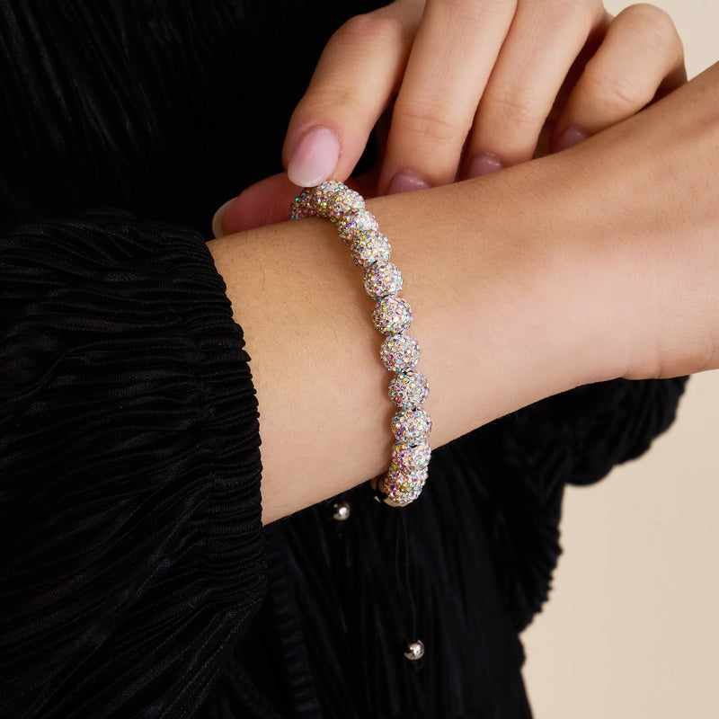 Confettis arc-en-ciel | Argent x Noir | Bracelet Kikiballa