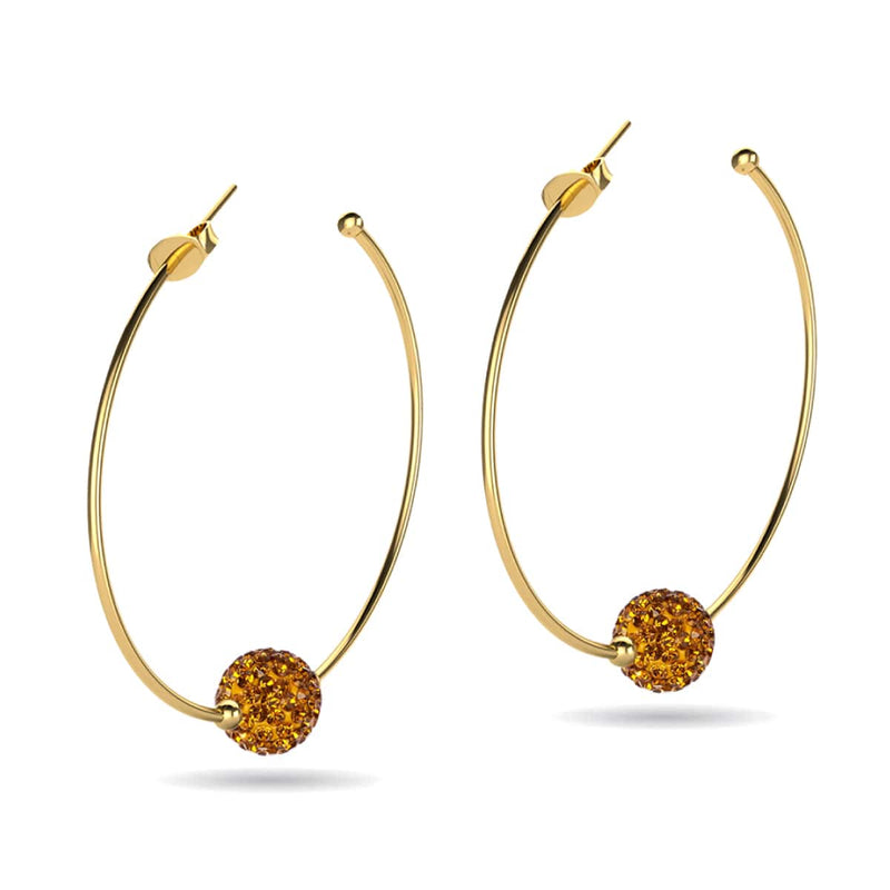 Cristal Ambre | Or | Boucles d'oreilles créoles Kikiballa