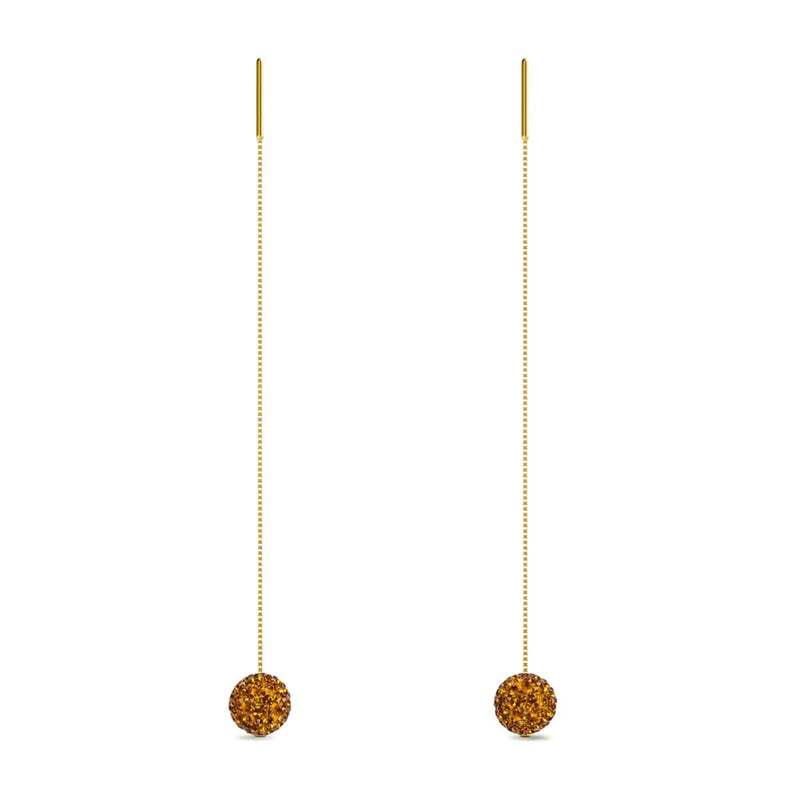 Amber Crystal | Gold Vermeil | Chain Drop Threader Kikiballa Earrings