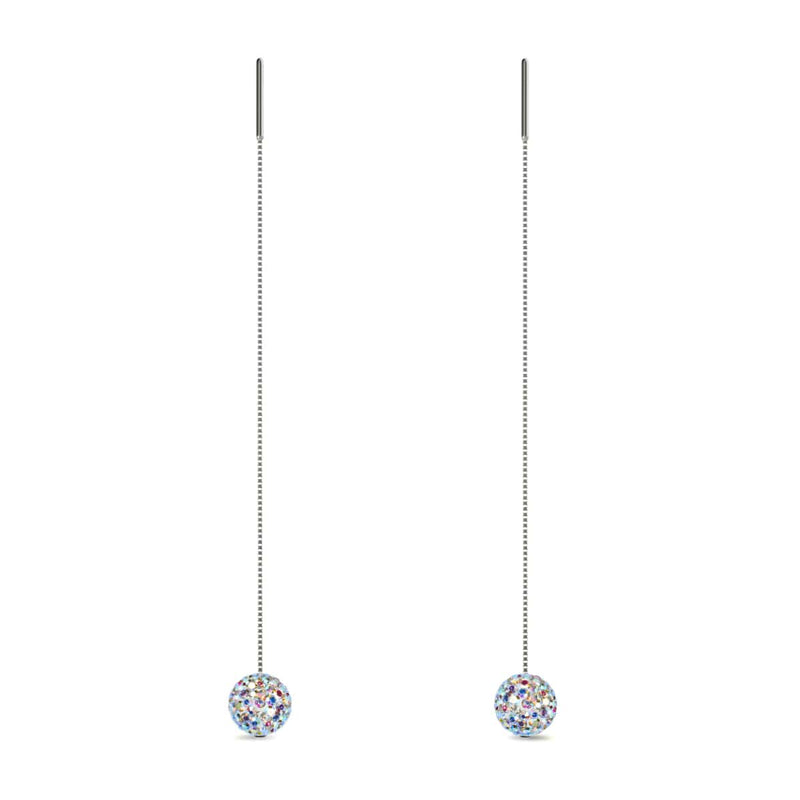 Confetti Crystal | .925 Sterling Silver | Chain Drop Threader Kikiballa Earrings