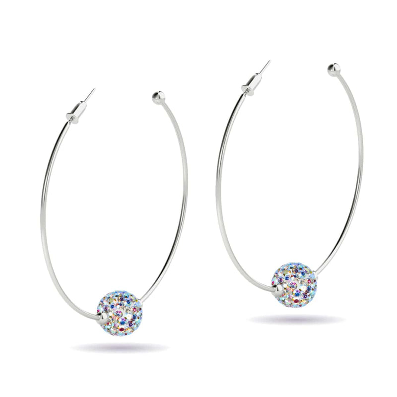 Cristal de confettis | Argent | Boucles d'oreilles créoles Kikiballa