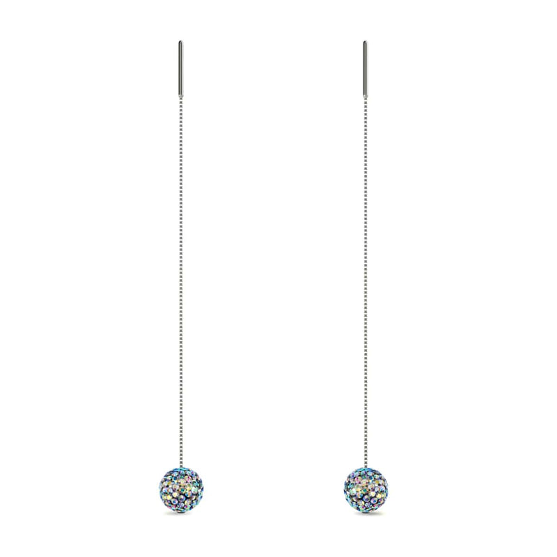 Midnight Confetti Crystal | .925 Sterling Silver | Chain Drop Threader Kikiballa Earrings
