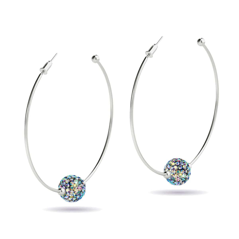 Cristal de confettis de minuit | Argent | Boucles d'oreilles créoles Kikiballa