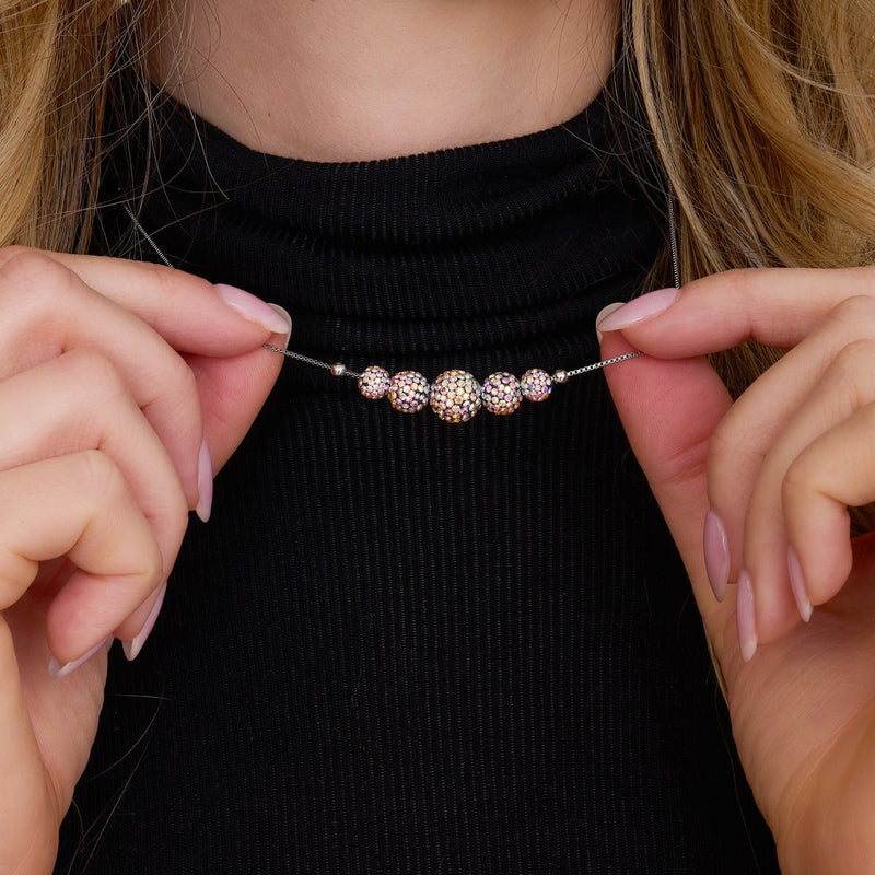 Cristal de confettis de minuit | Argent sterling .925 | Collier Fermoir Infini Kikiballa 