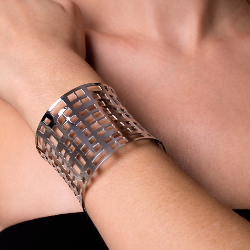 Lattice | Silver | Laser Cut Cuff