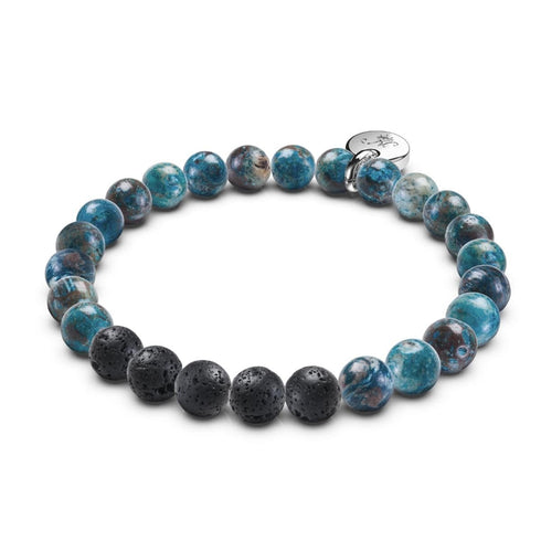 Bracelet en perles de marbre océanique x roche de lave