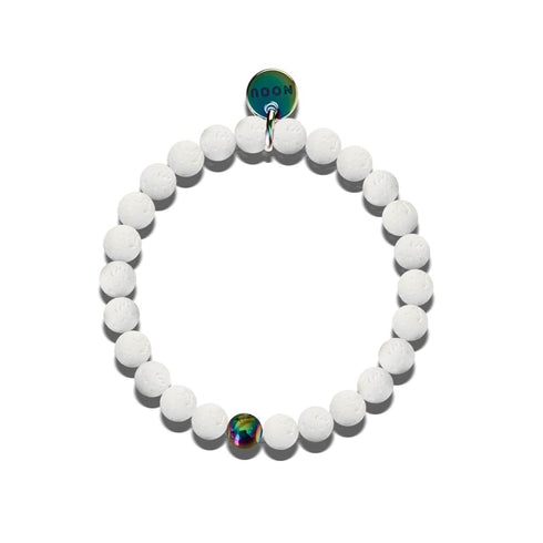 Pelé | Licorne Argent | Bracelet Diffuseur Pierre de Lave Blanche