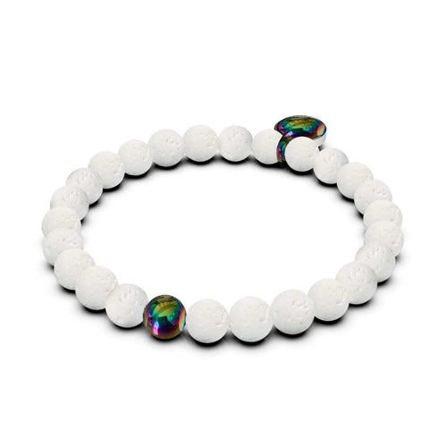 Pelé | Licorne Argent | Bracelet Diffuseur Pierre de Lave Blanche