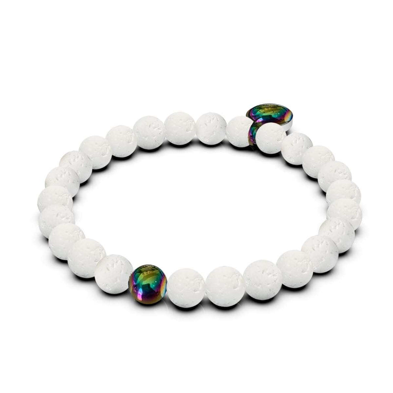 Pelé | Licorne Argent | Bracelet Diffuseur Pierre de Lave Blanche