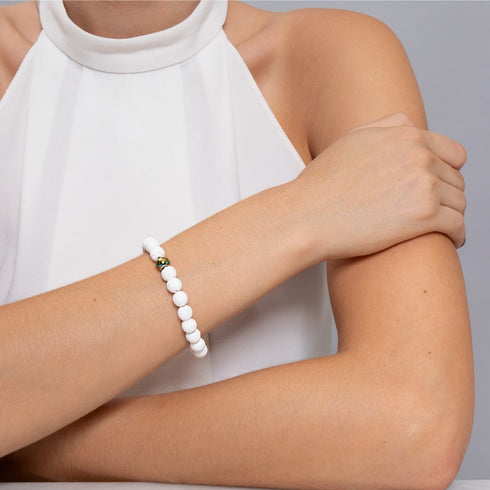 Pelé | Licorne Argent | Bracelet Diffuseur Pierre de Lave Blanche