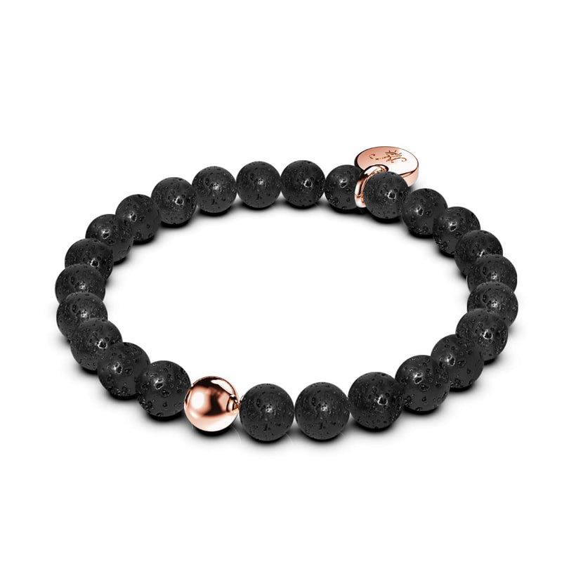 Pompéi | Diffuseur de pierre de lave noire | Or rose 18 carats | Bracelet Expression