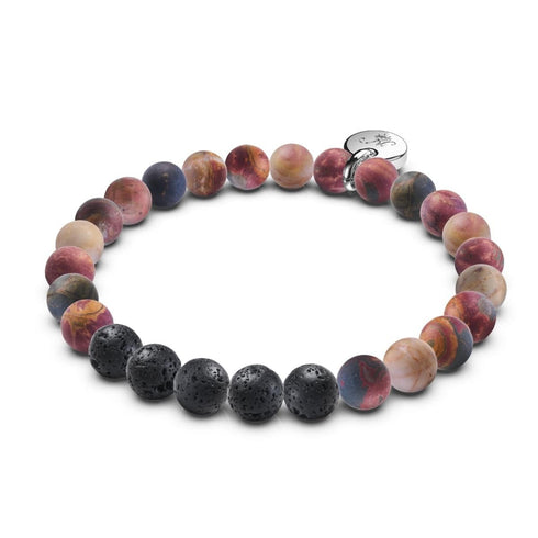 Bracelet Jaspe Picasso rouge x Pierre de lave rouge